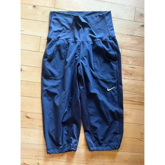 Nike Dri Fit Maternity Cropped Jogger Leggings Dark Gray Size Small High Waisted - Picture 1 of 5